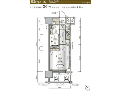 メインステージ東神奈川(1K/5階)の間取り写真