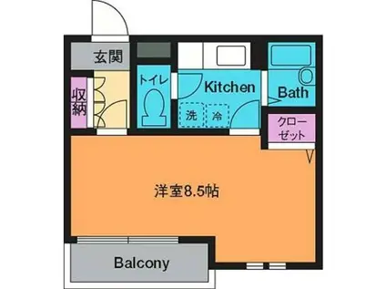 シンフォニア厚木(1K/2階)の間取り写真