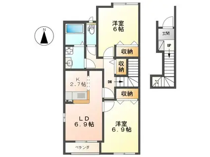 エルシオン(2DK/2階)の間取り写真