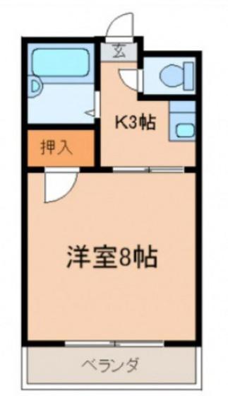 加茂ハイツ(1K/1階)の間取り写真