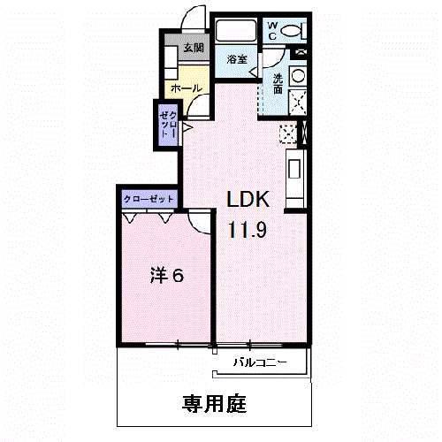 ラシーヌ(1LDK/1階)の間取り写真
