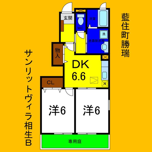 サンリットヴィラ相生B(2DK/1階)の間取り写真