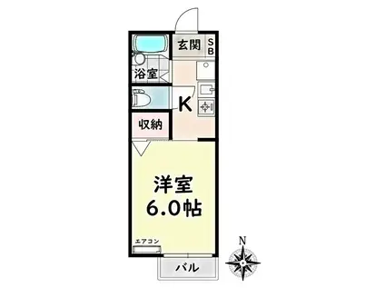 スターコーポ堤(1K/1階)の間取り写真