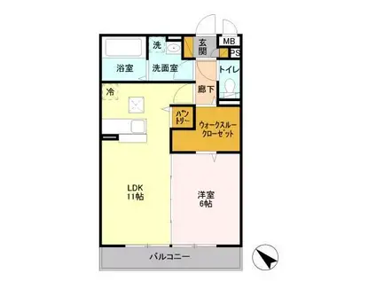 ベルウッド六番館(1LDK/1階)の間取り写真