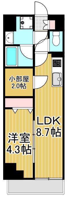 アイル プレミアム東京西新井(1SLDK/4階)の間取り写真