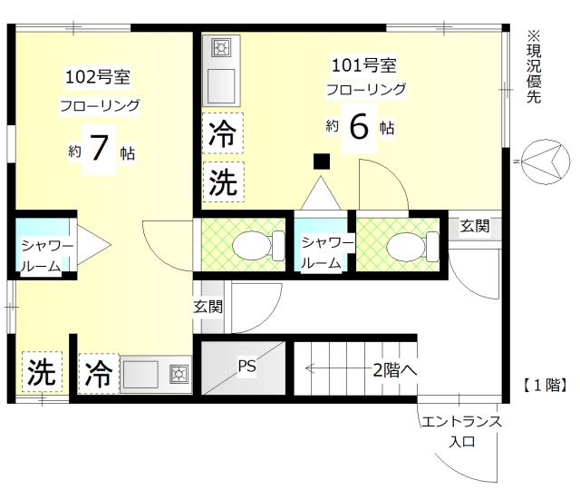 ハウスK(ワンルーム/1階)の間取り写真