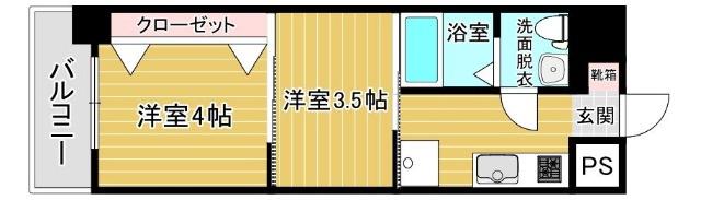 リファレンス博多駅前(2K/7階)の間取り写真