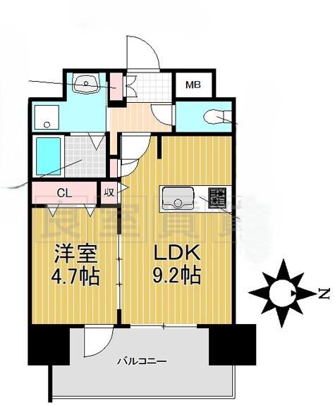 ファステートNAGOYA今池バレンシア(1LDK/7階)の間取り写真