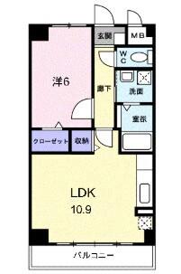 スカイマンション(1LDK/1階)の間取り写真