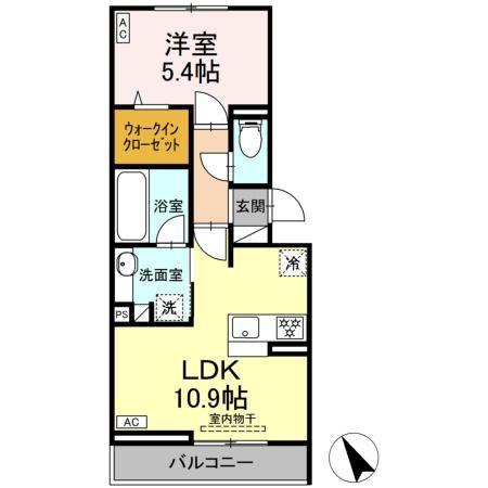 セステナリー西ノ内(1LDK/2階)の間取り写真