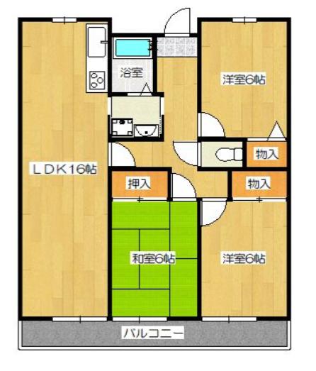 大産春日マンション(3LDK/1階)の間取り写真