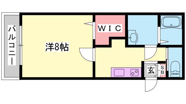 クロスロード東姫路(1K/2階)の間取り写真