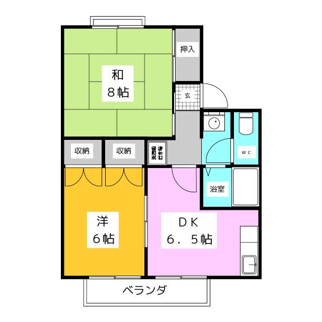 稲田ライブタウン A(2DK/1階)の間取り写真