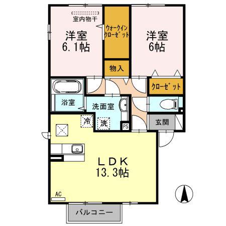 なごみC(2LDK/1階)の間取り写真