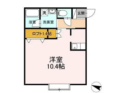 ヨーロピアンシャレーサライ21(ワンルーム/2階)の間取り写真