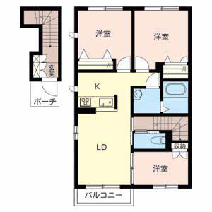 シャーメゾン青山北(3LDK/2階)の間取り写真