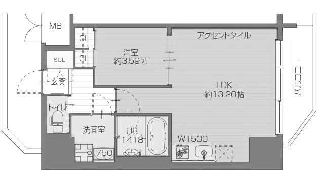 プレジオ日暮通(1LDK/11階)の間取り写真
