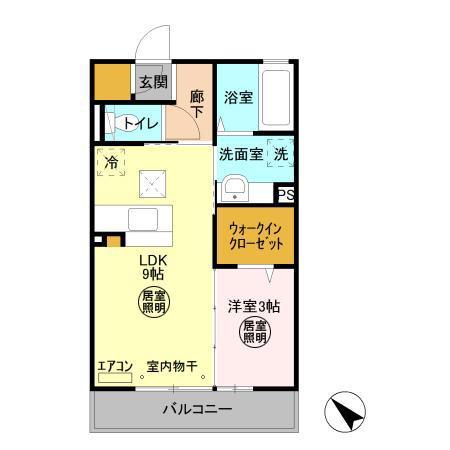 パークドオートム C(1LDK/1階)の間取り写真