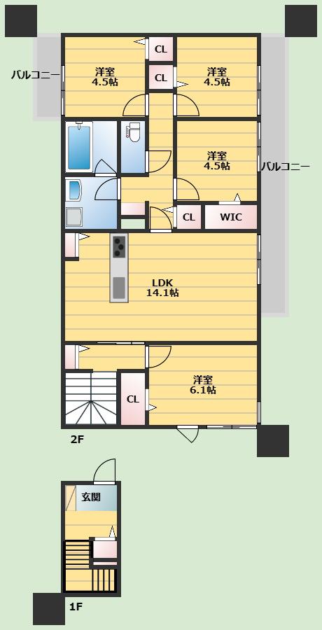 アドゥシール荘園(4LDK/2階)の間取り写真