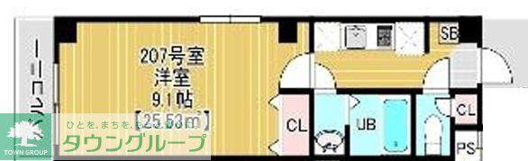 ベルオーブ大久保(1K/2階)の間取り写真