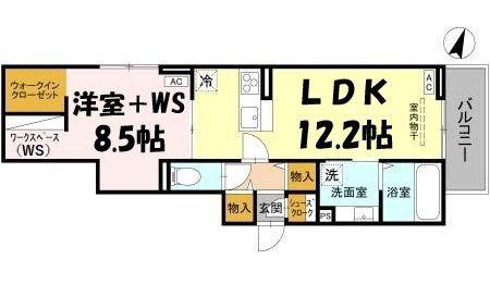 D-ROOM北越谷3丁目PJ B棟(2LDK/3階)の間取り写真