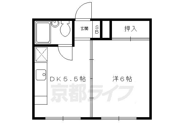 コーポ鷹(1DK/2階)の間取り写真