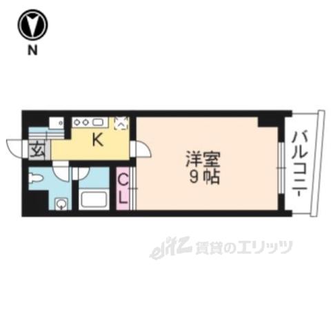 アルビオン(1K/6階)の間取り写真