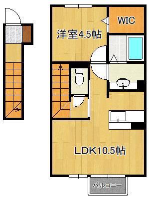ル・メイユール・スーヴニール(1LDK/2階)の間取り写真