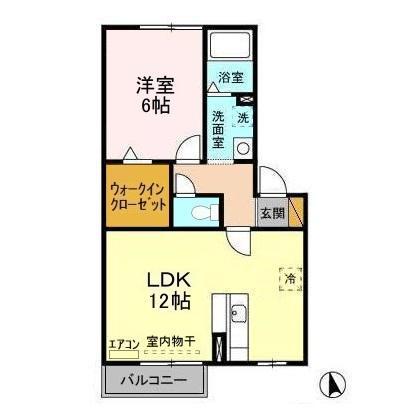リビングタウンみどりの(1LDK/2階)の間取り写真