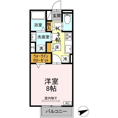 セレスティア黒野(1K/1階)の間取り写真
