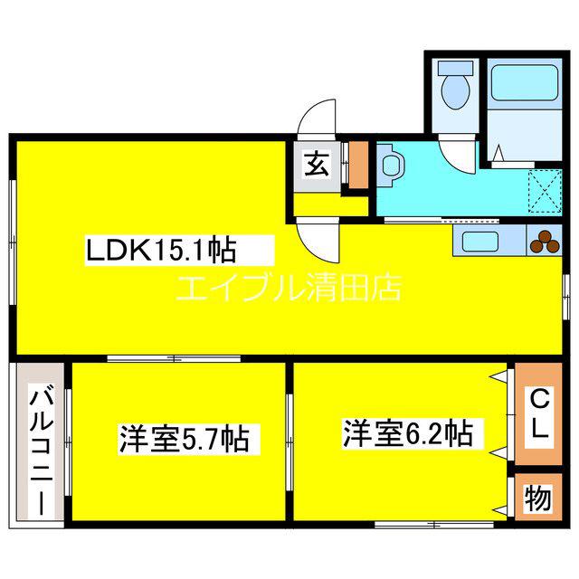 ラフィーネ(2LDK/3階)の間取り写真
