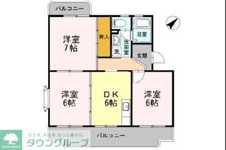 ラ・リヴィエールIII(3DK/2階)の間取り写真