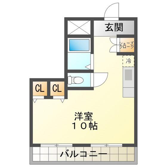 ベース四日市(ワンルーム/3階)の間取り写真