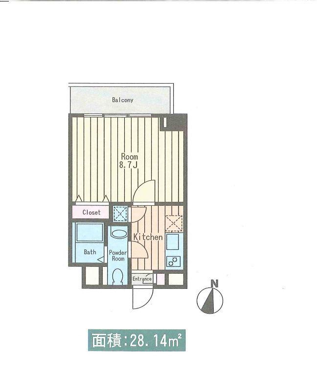 ベルジェ東陽町(1K/4階)の間取り写真