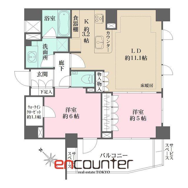 BELISTA小石川竹早町(2LDK/4階)の間取り写真