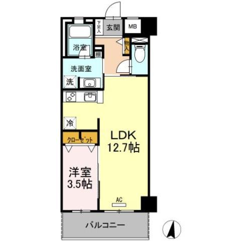 プルミエマンション(1LDK/1階)の間取り写真