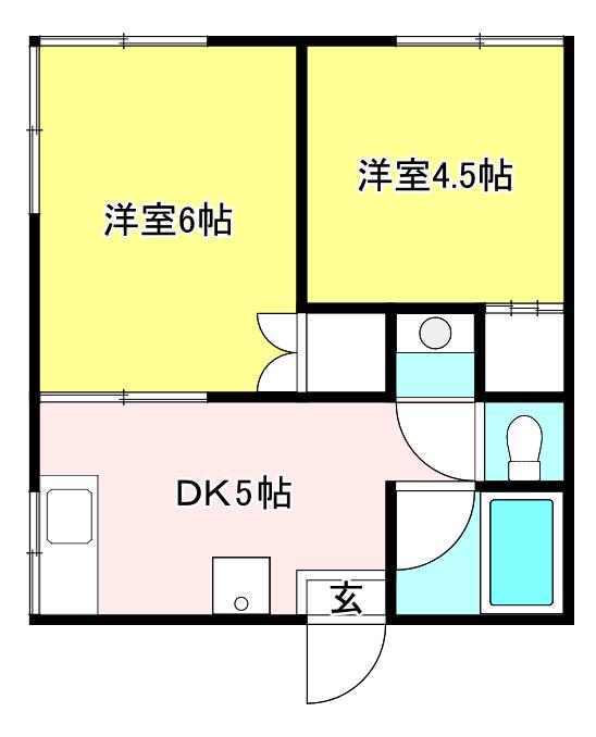 しのぶ荘(2K/2階)の間取り写真