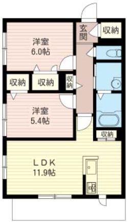 ビバリーハウス国立(2LDK/1階)の間取り写真