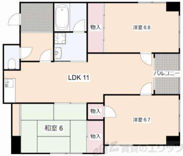 リヴラ寿(3LDK/3階)の間取り写真
