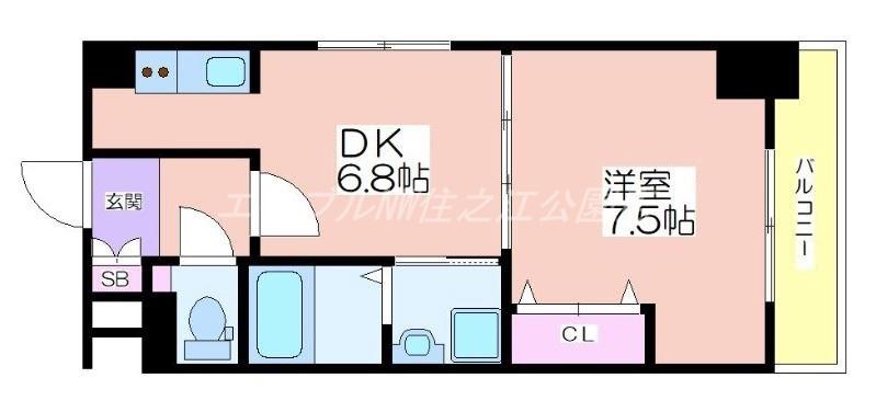 TKM KOHAMA(1DK/6階)の間取り写真