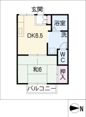 エンゼルハウス3(1DK/1階)の間取り写真