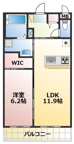 サンリッチ・T3番館(1LDK/2階)の間取り写真