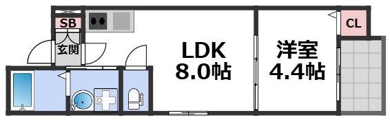 F ASECIA ROKKO(1LDK/1階)の間取り写真