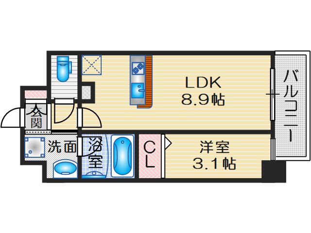 ファーストフィオーレ江坂ガーデン(1LDK/6階)の間取り写真