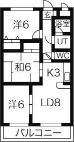 クレスト21 N棟(3LDK/2階)の間取り写真
