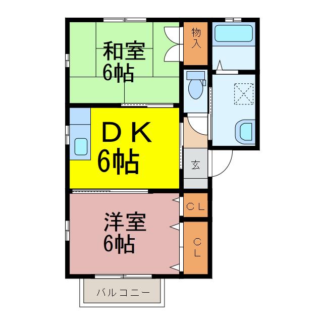 グランシードマロニエB(2DK/1階)の間取り写真