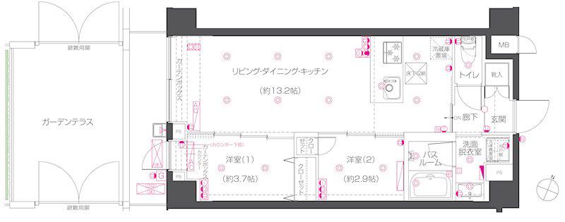 ZOOM練馬高野台(2LDK/1階)の間取り写真