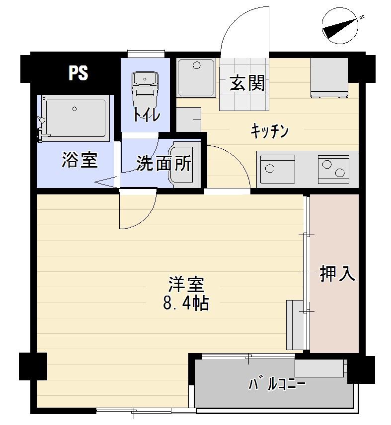 TAKEYARIハイツ(1K/3階)の間取り写真