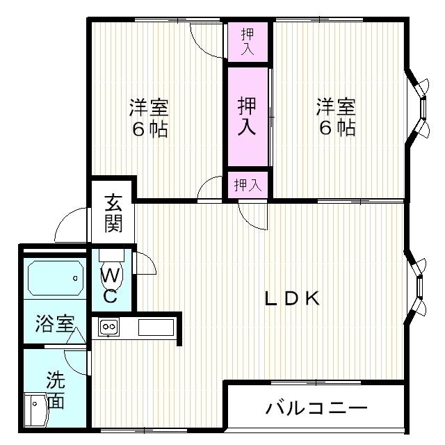 アドザックス カワイ A(2LDK/1階)の間取り写真