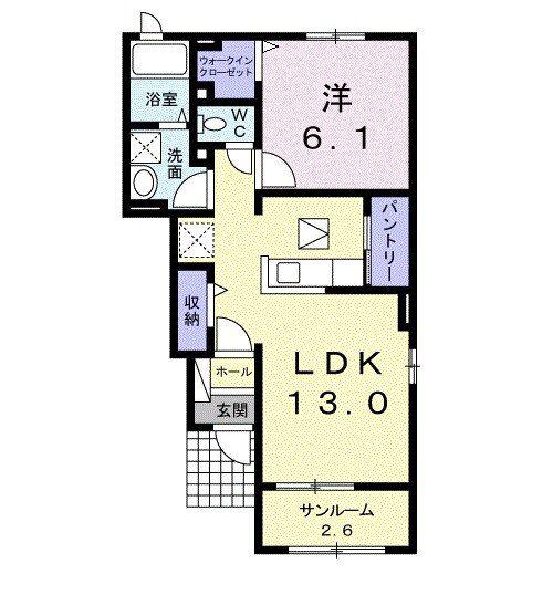 ブレッシング ビレッジ G(1LDK/1階)の間取り写真